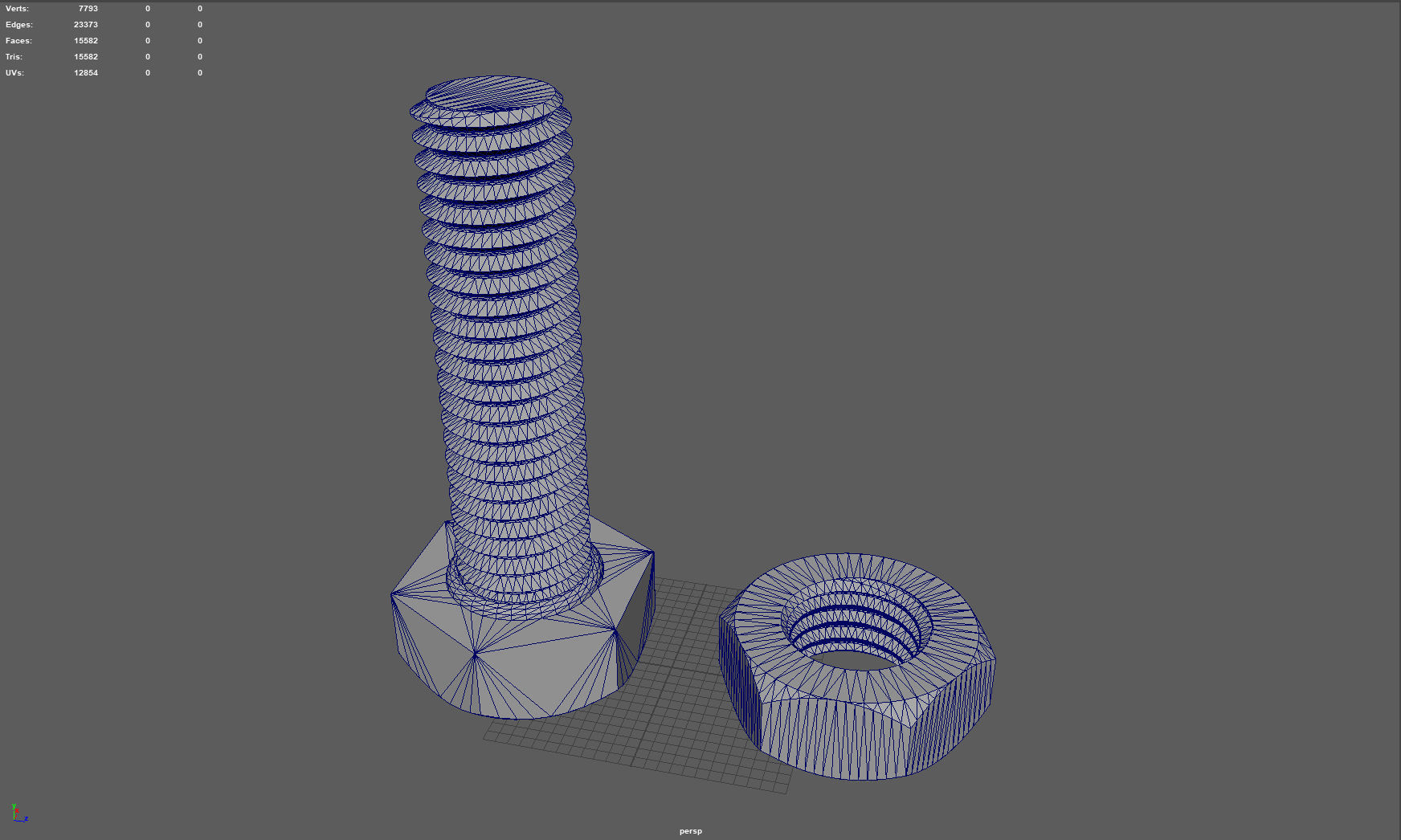 Screw and nut 3D print model_5