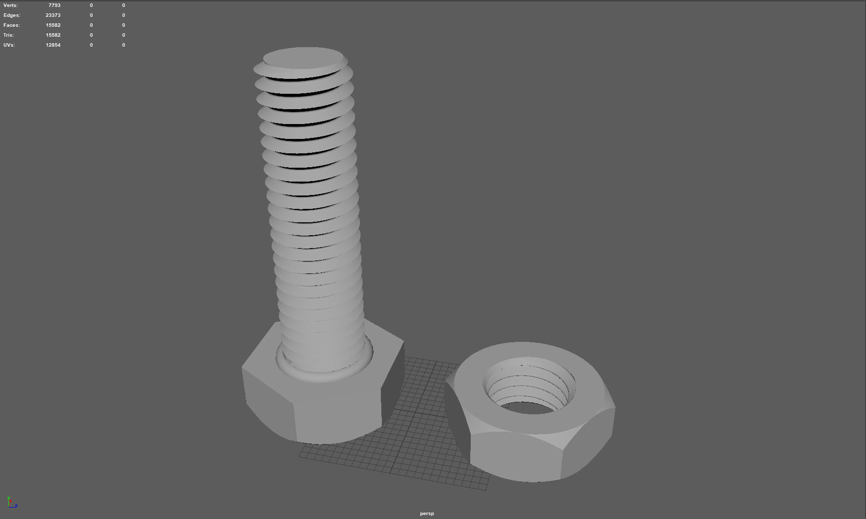 Screw and nut 3D print model_4