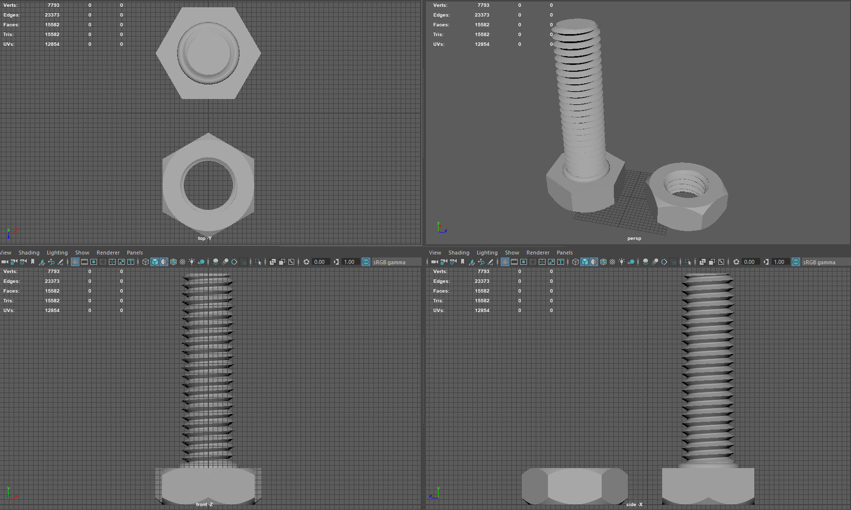 Screw and nut 3D model 3D printable CGTrader