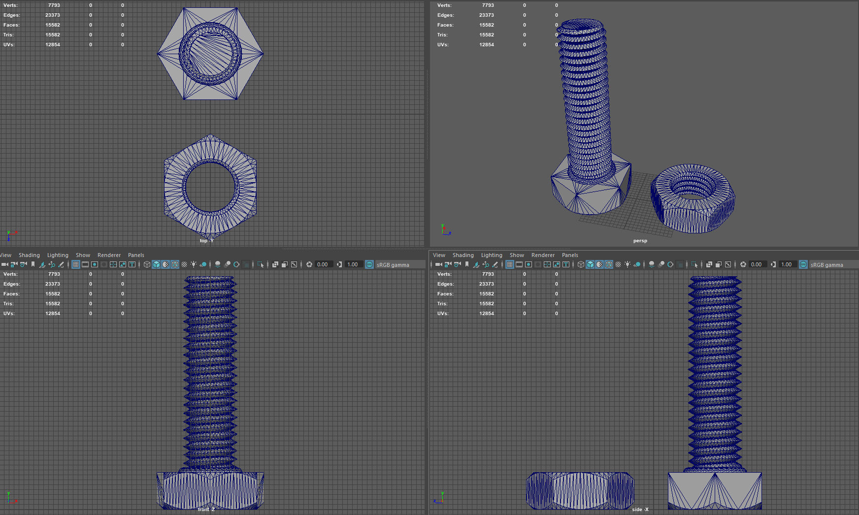 Screw and nut 3D print model_12