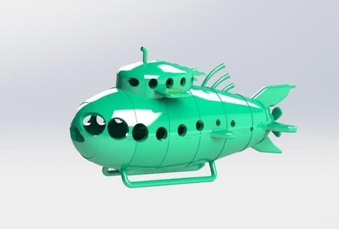 printable submarine for aquarium 3D print model