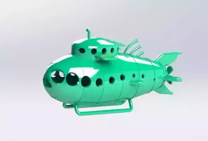 printable submarine for aquarium 3D print model