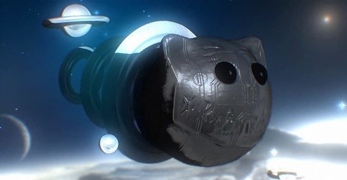 Companion cat in space Low-poly 3D model