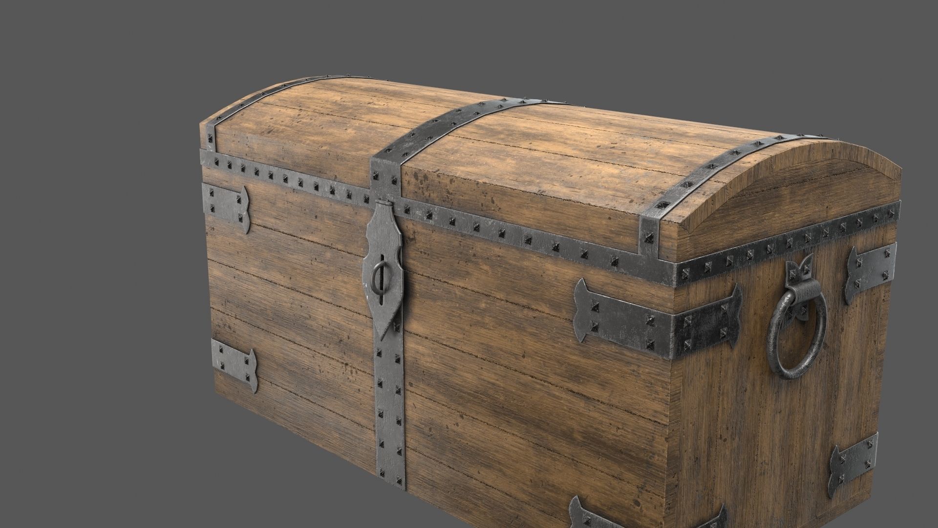 Old Medieval Chest Low-poly 3D model_13