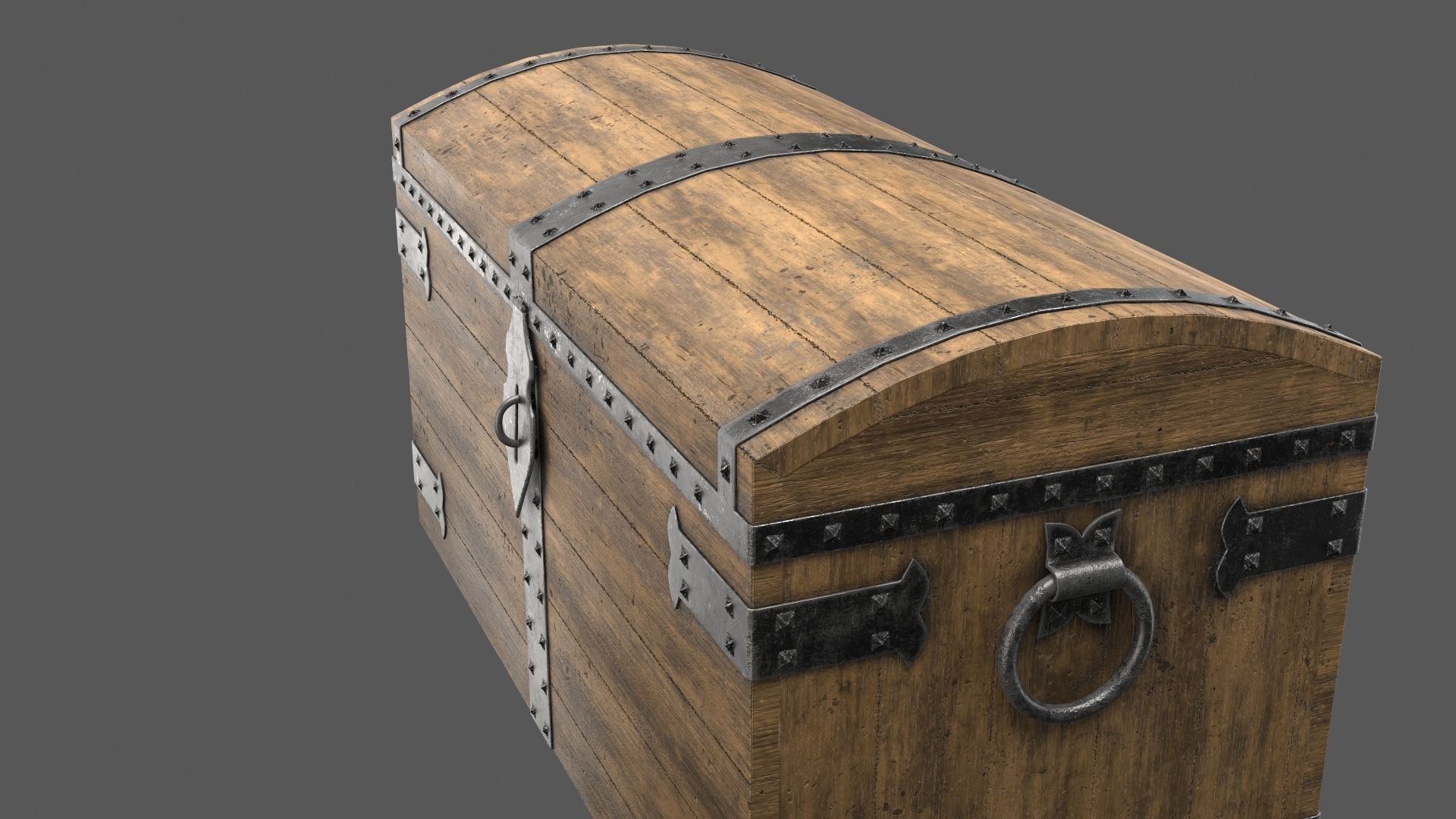 Old Medieval Chest Low-poly 3D model_11