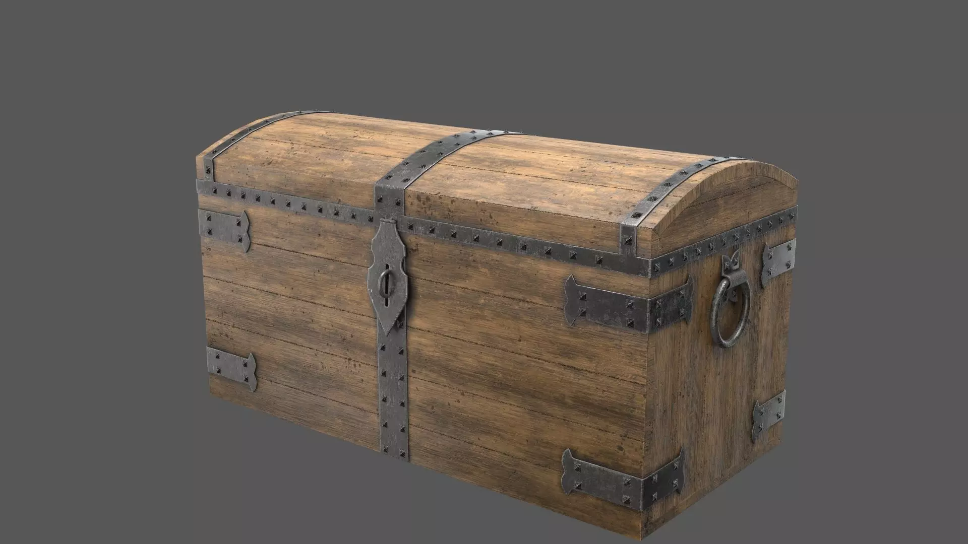 Old Medieval Chest Low-poly 3D model_0