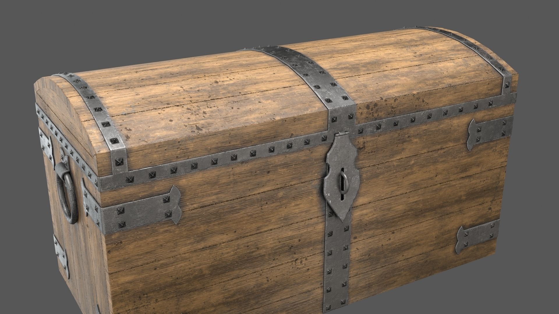 Old Medieval Chest Low-poly 3D model_1