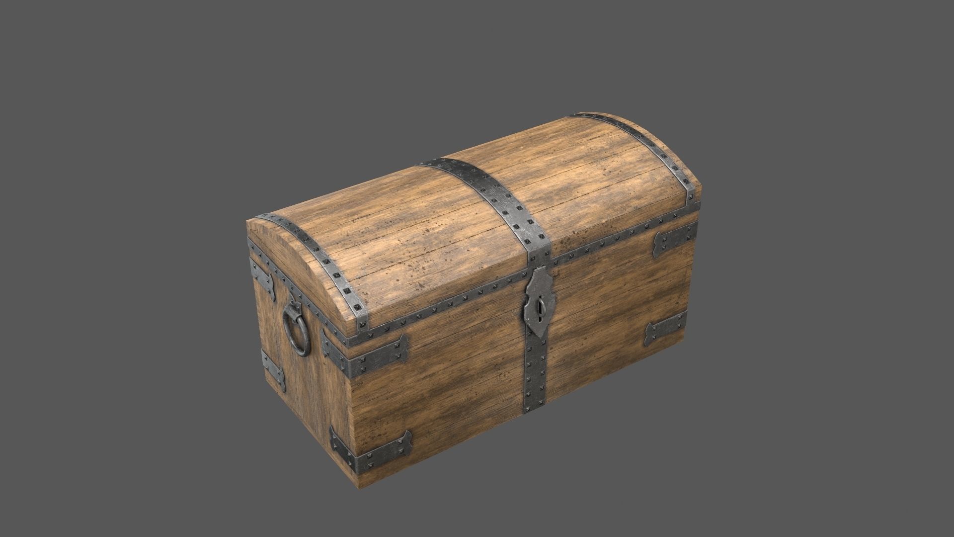 Old Medieval Chest Low-poly 3D model_2