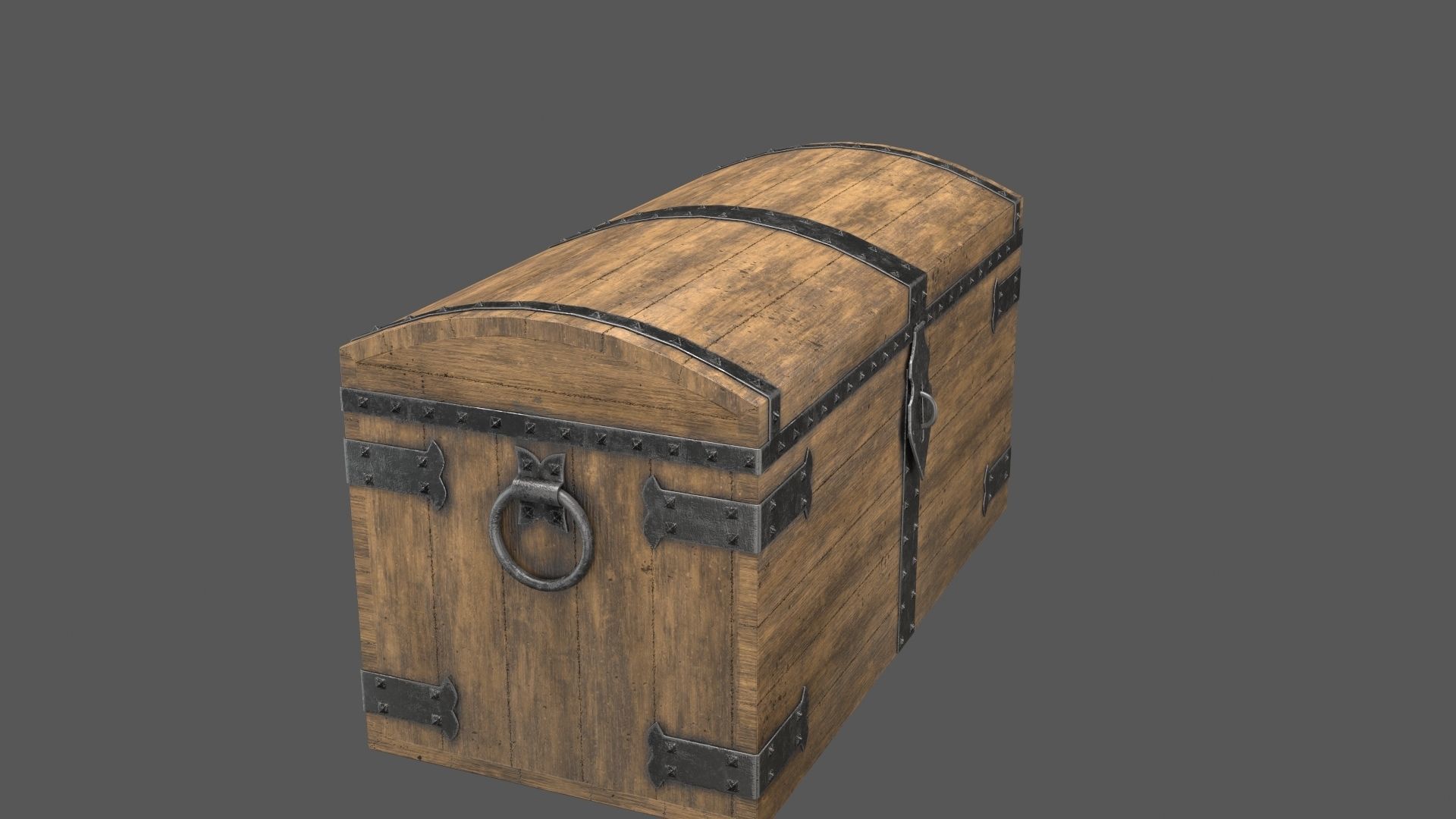 Old Medieval Chest Low-poly 3D model_3