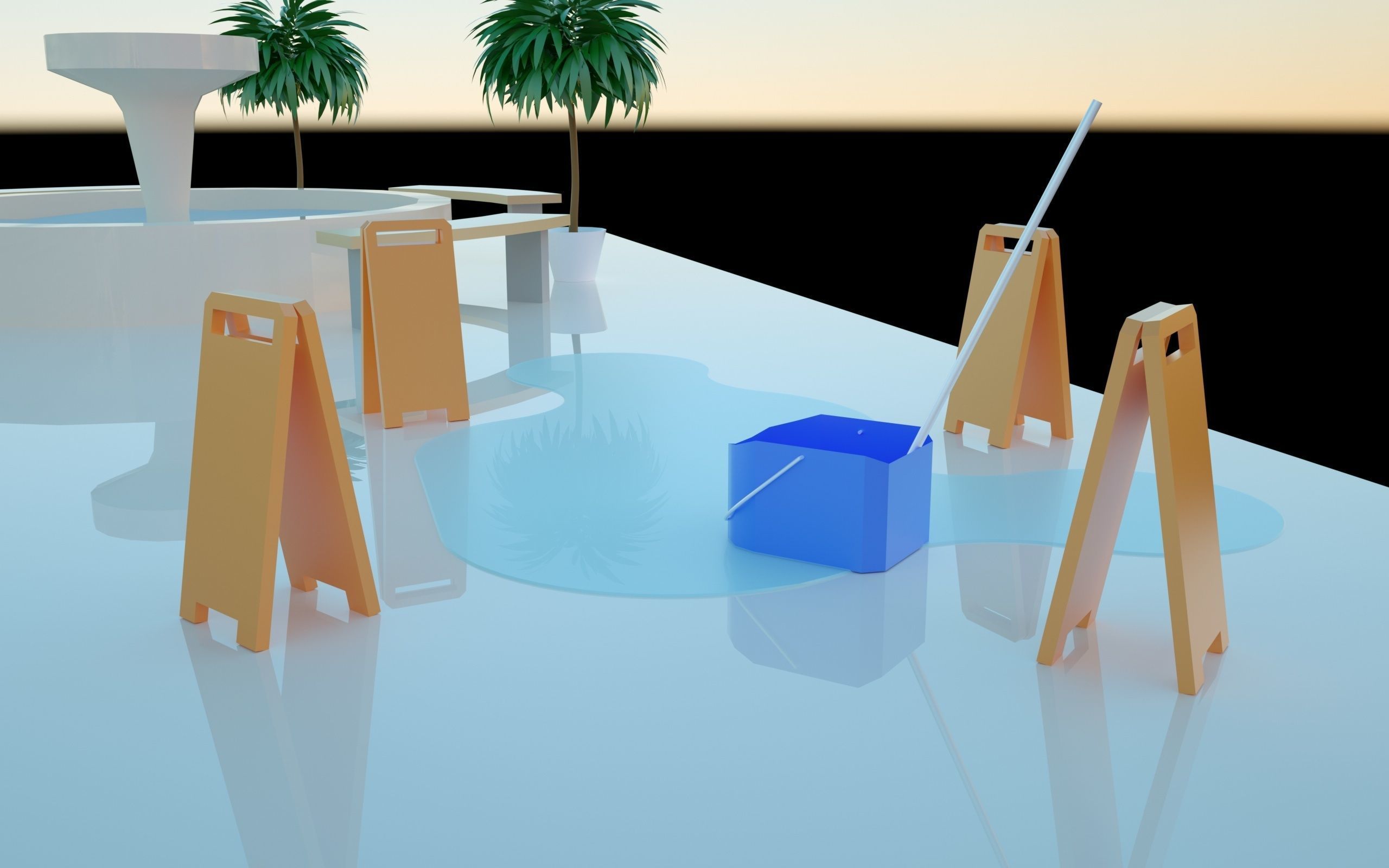 Low-poly isometric Lobby of a shopping mall Low-poly 3D model_3