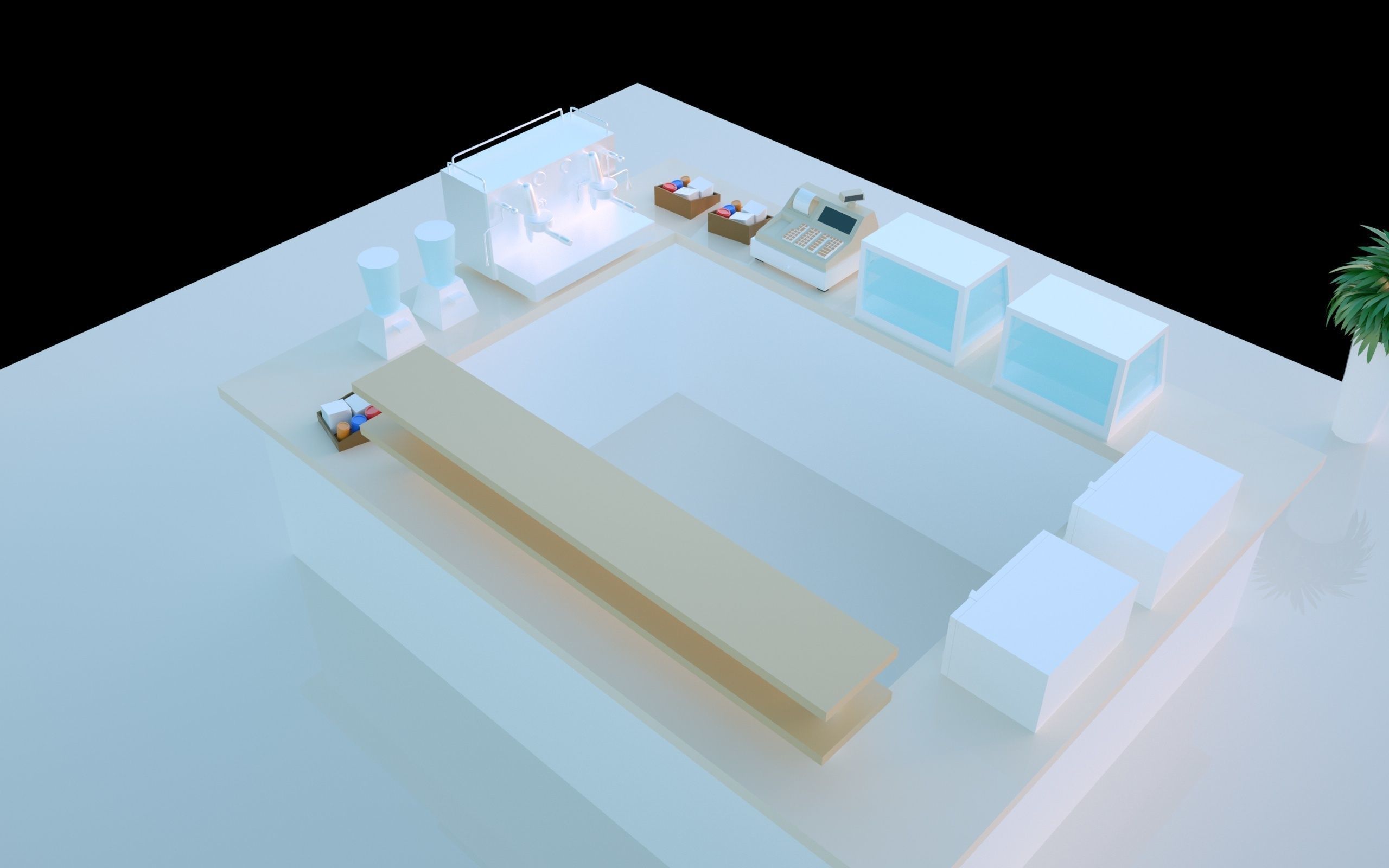 Low-poly isometric shopping mall floor clothes shop and a cafe Low-poly 3D model_3