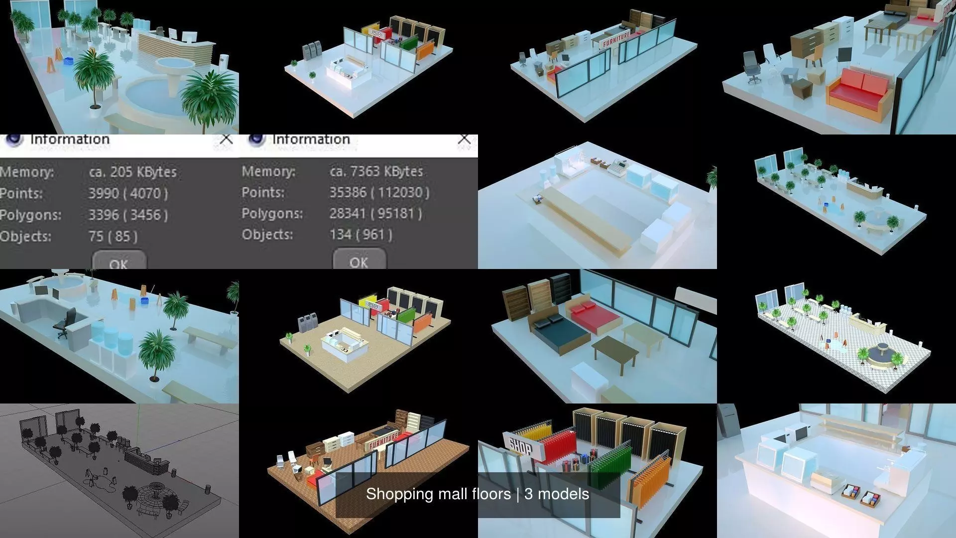 Shopping mall floors 3D Model Collection_0