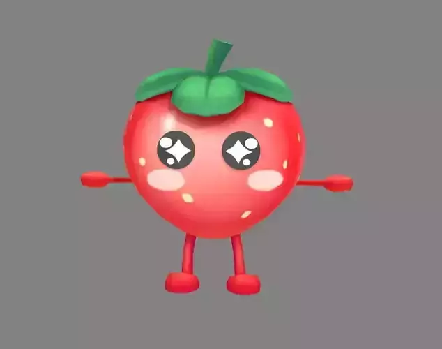 Cartoon strawberry monster - fruit mascot with expression