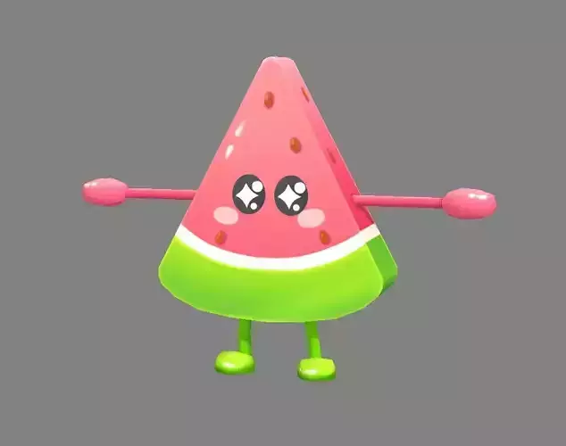 Cartoon watermelon monster - fruit  mascot with expression
