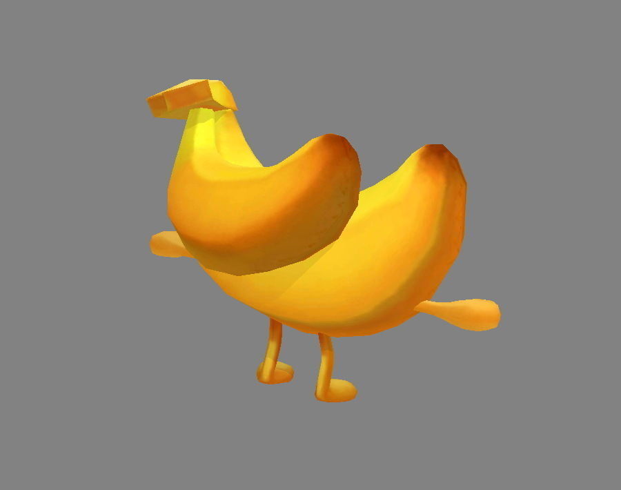 Cartoon banana monster - fruit  mascot with expression Low-poly 3D model_4