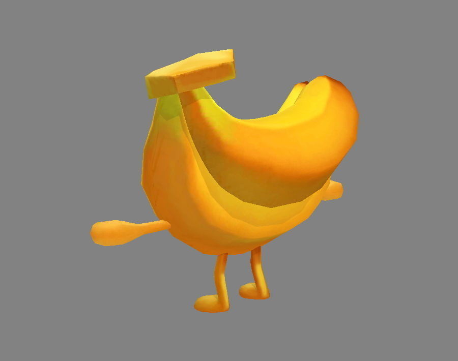 Cartoon banana monster - fruit  mascot with expression Low-poly 3D model_3