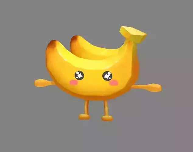 Cartoon banana monster - fruit  mascot with expression