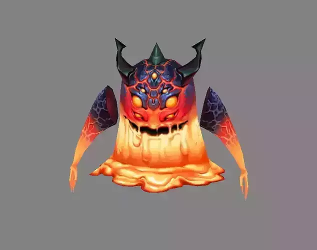 Cartoon lava monster - Fire demon - fire devil Low-poly 3D model