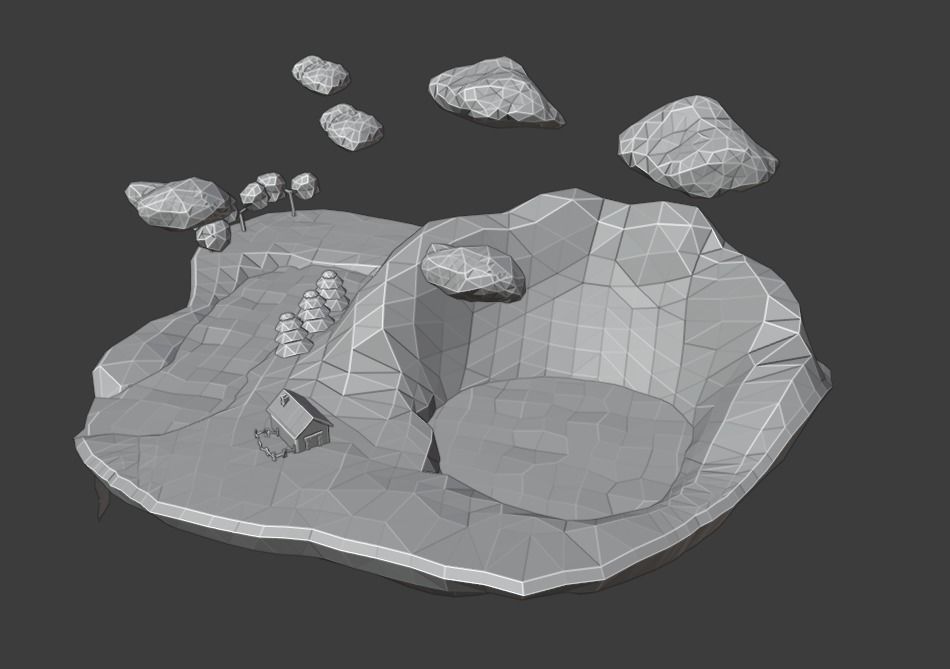 Floating Island Low-poly 3D model_22