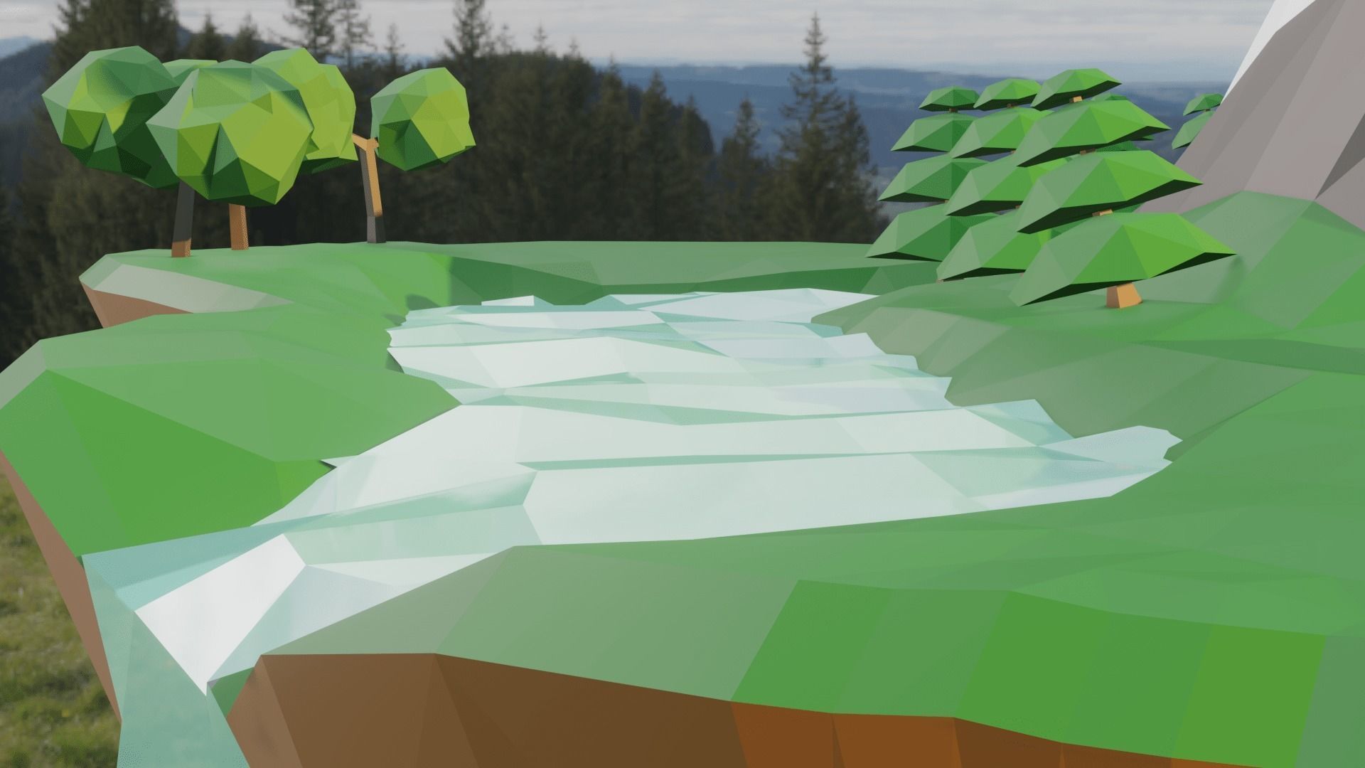 Floating Island Low-poly 3D model_18