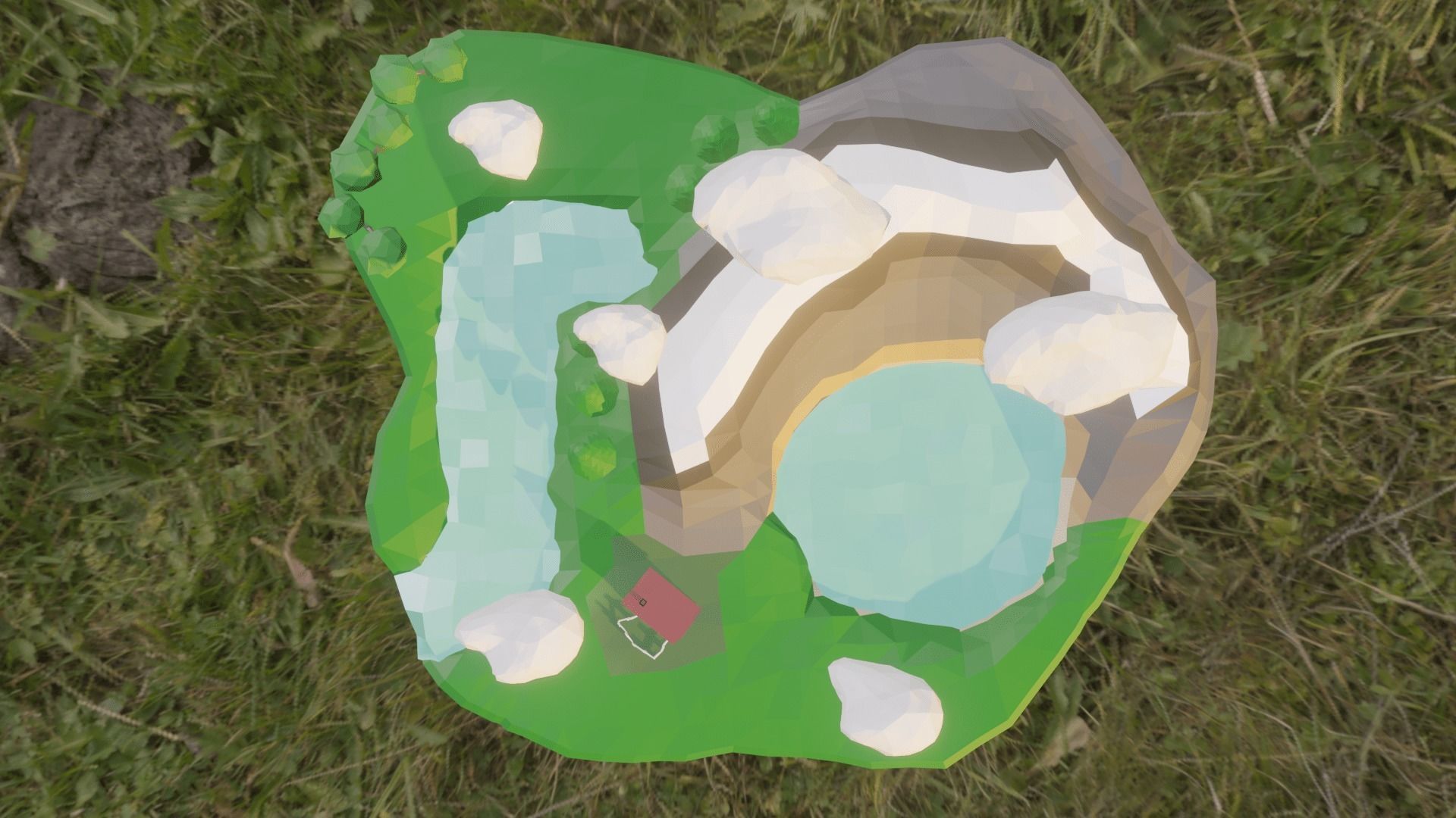 Floating Island Low-poly 3D model_12