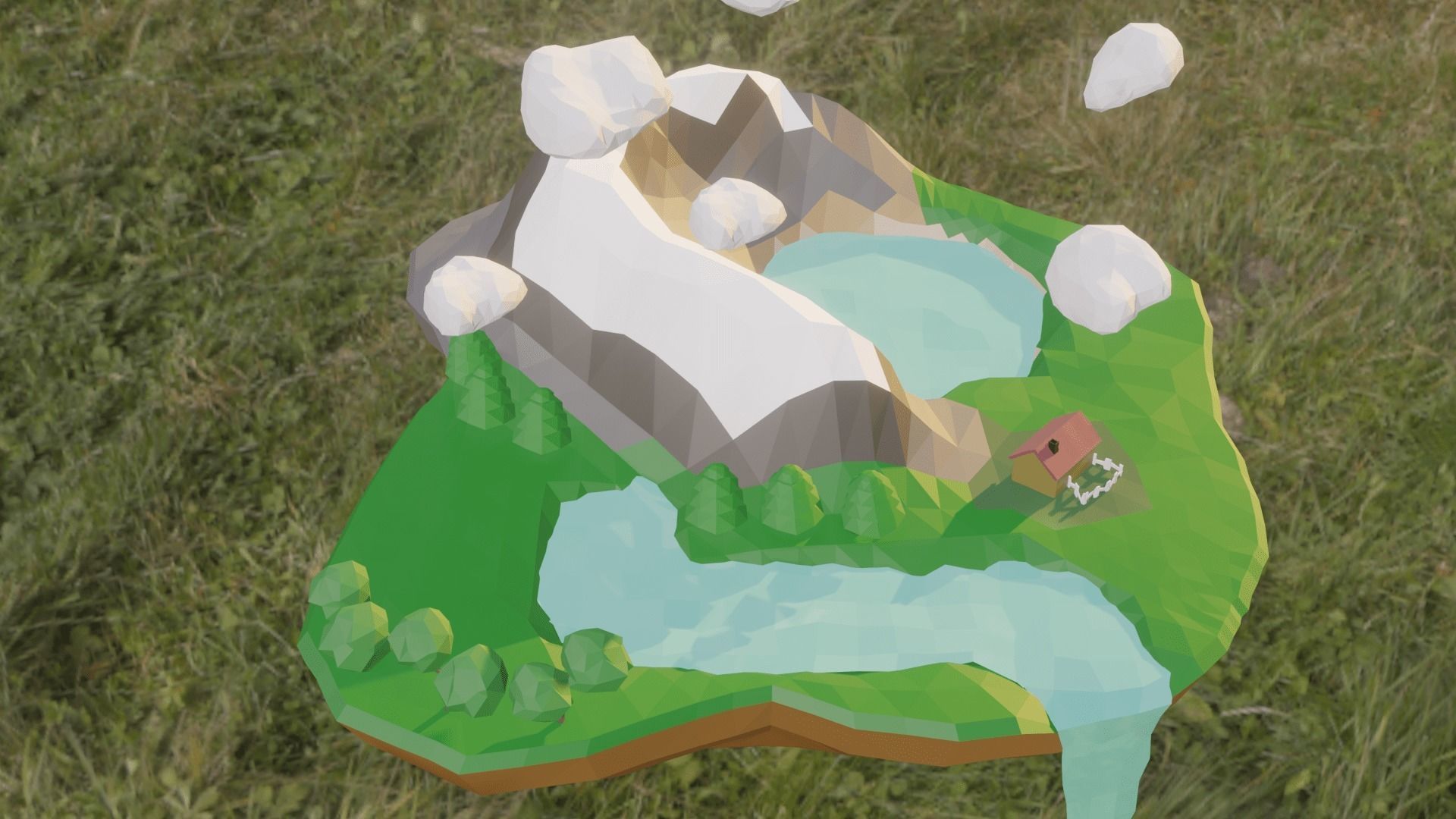 Floating Island Low-poly 3D model_10