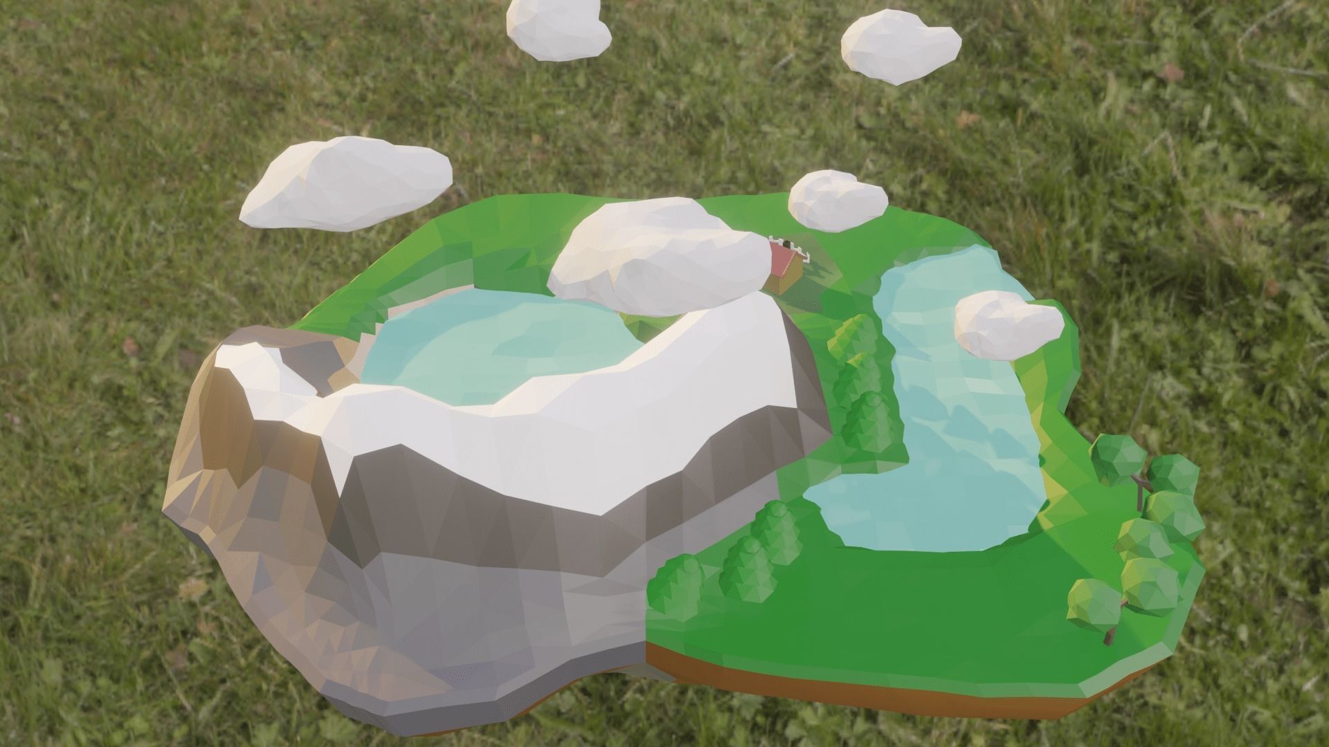 Floating Island Low-poly 3D model_9