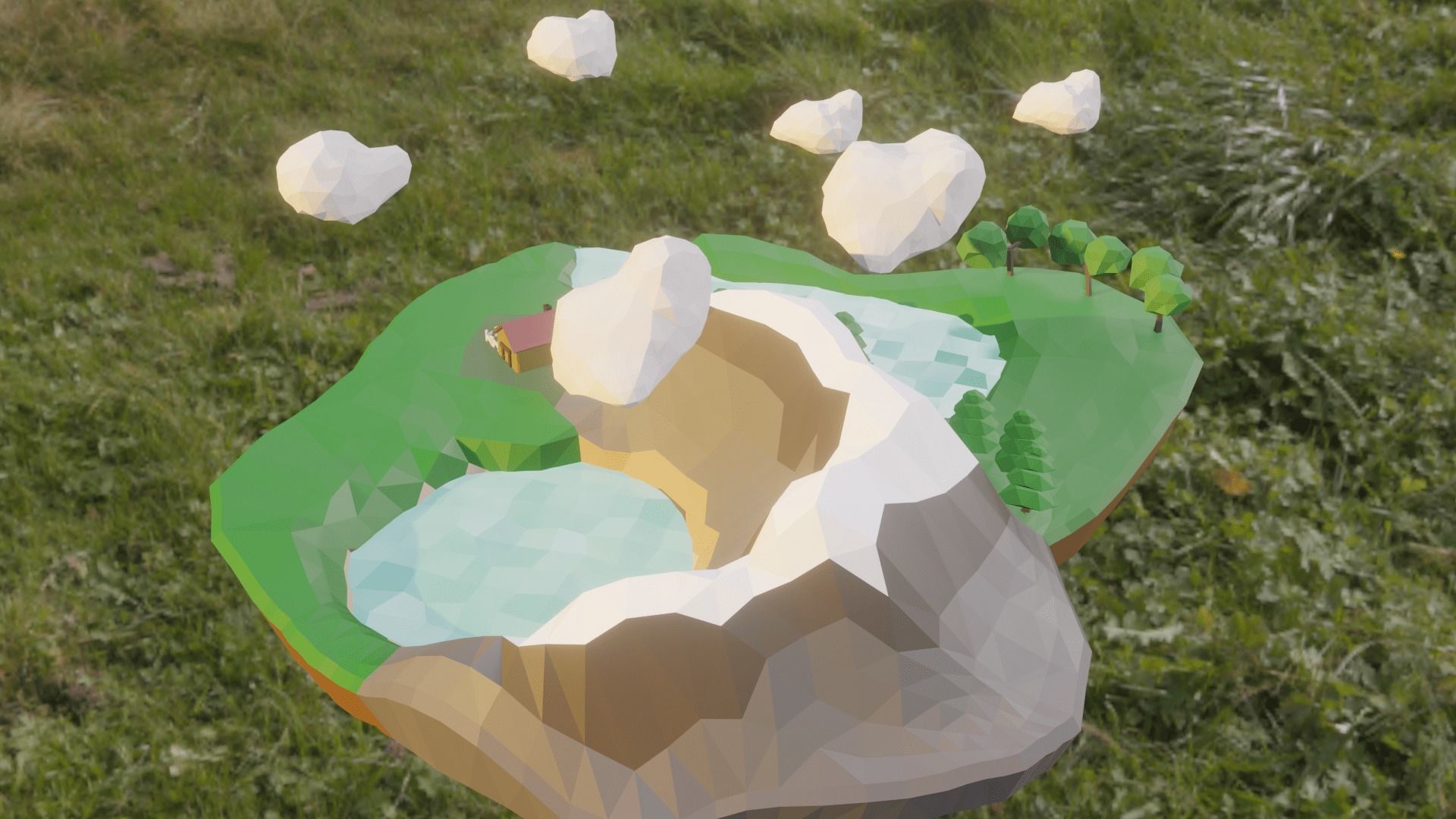 Floating Island Low-poly 3D model_8