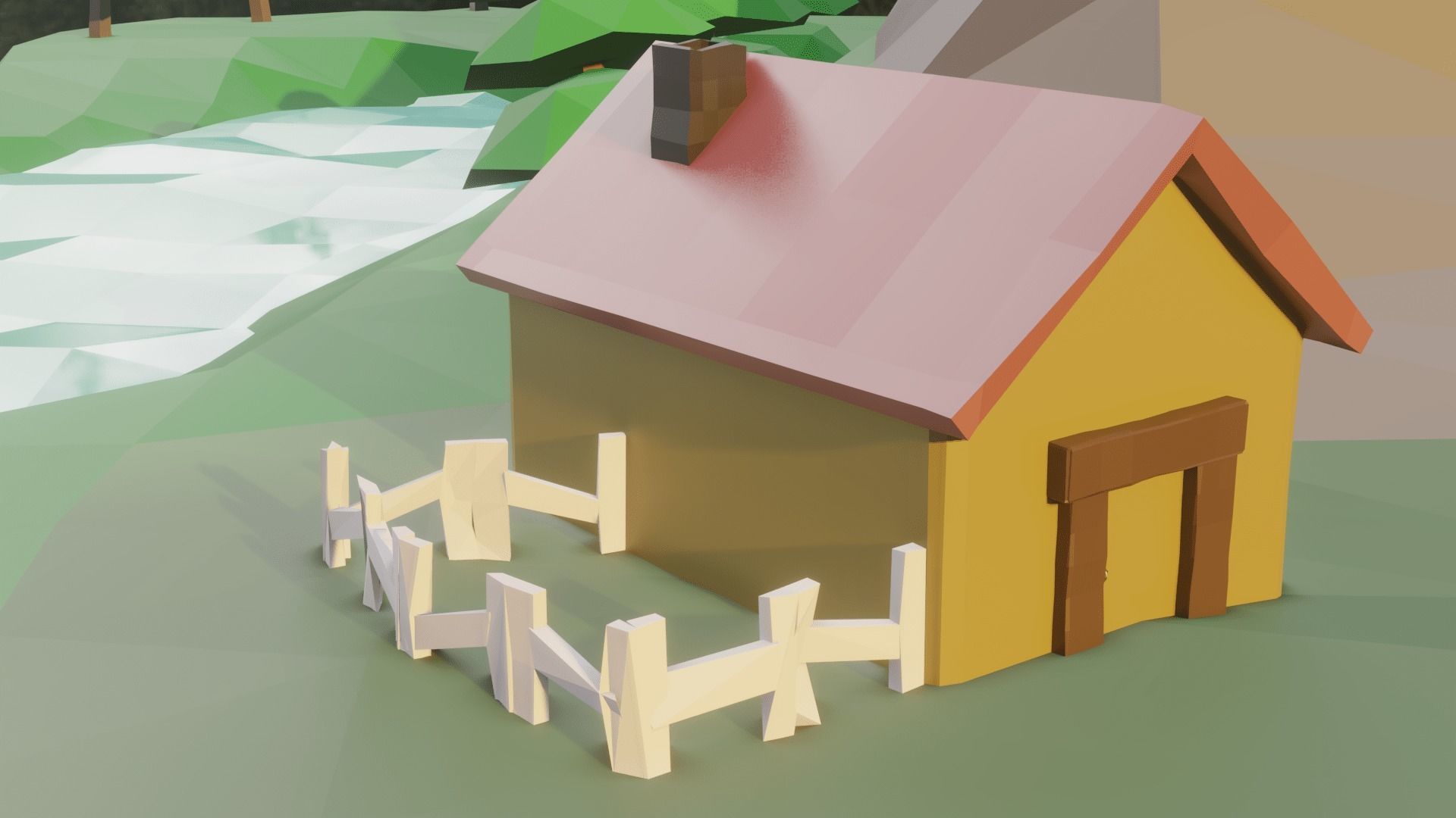 Floating Island Low-poly 3D model_17