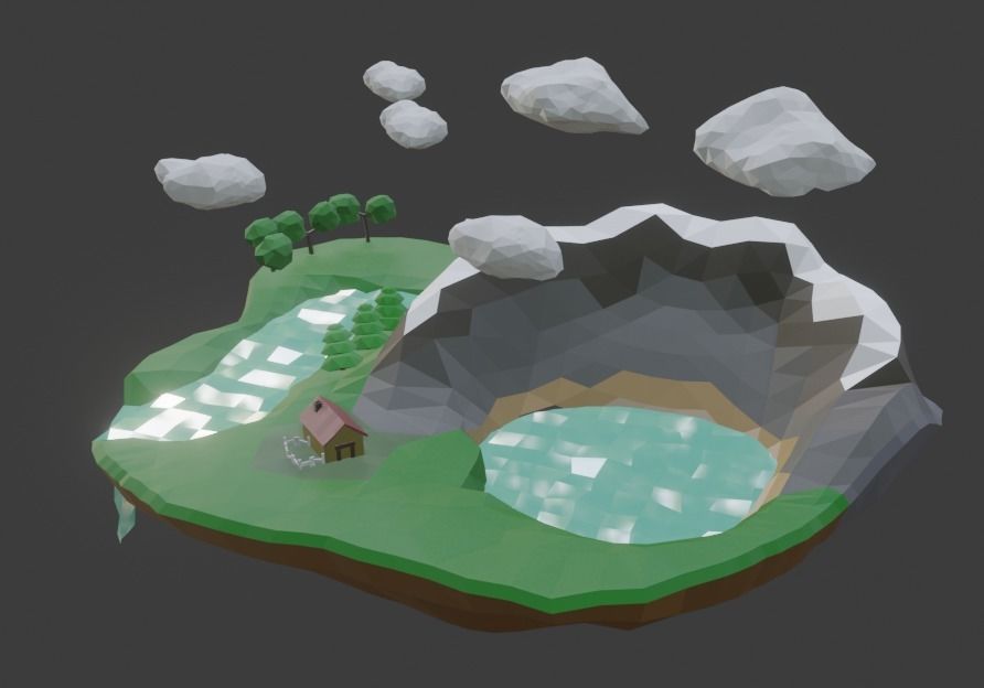 Floating Island Low-poly 3D model_23
