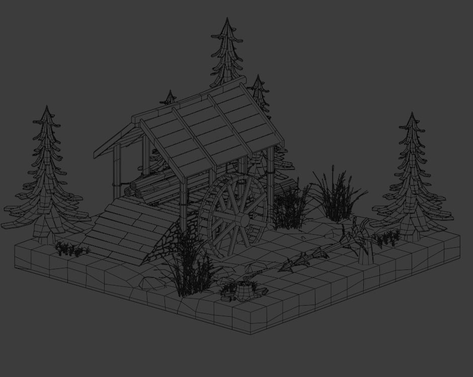 Hydraulic sawmill Low-poly 3D model_2