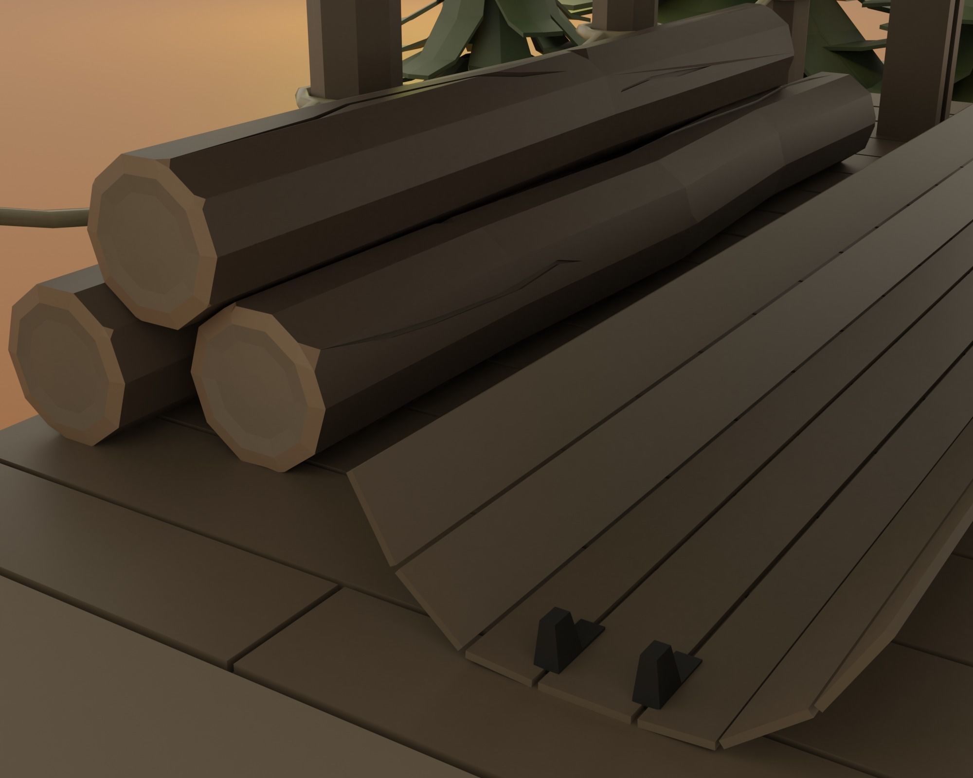 Hydraulic sawmill Low-poly 3D model_4