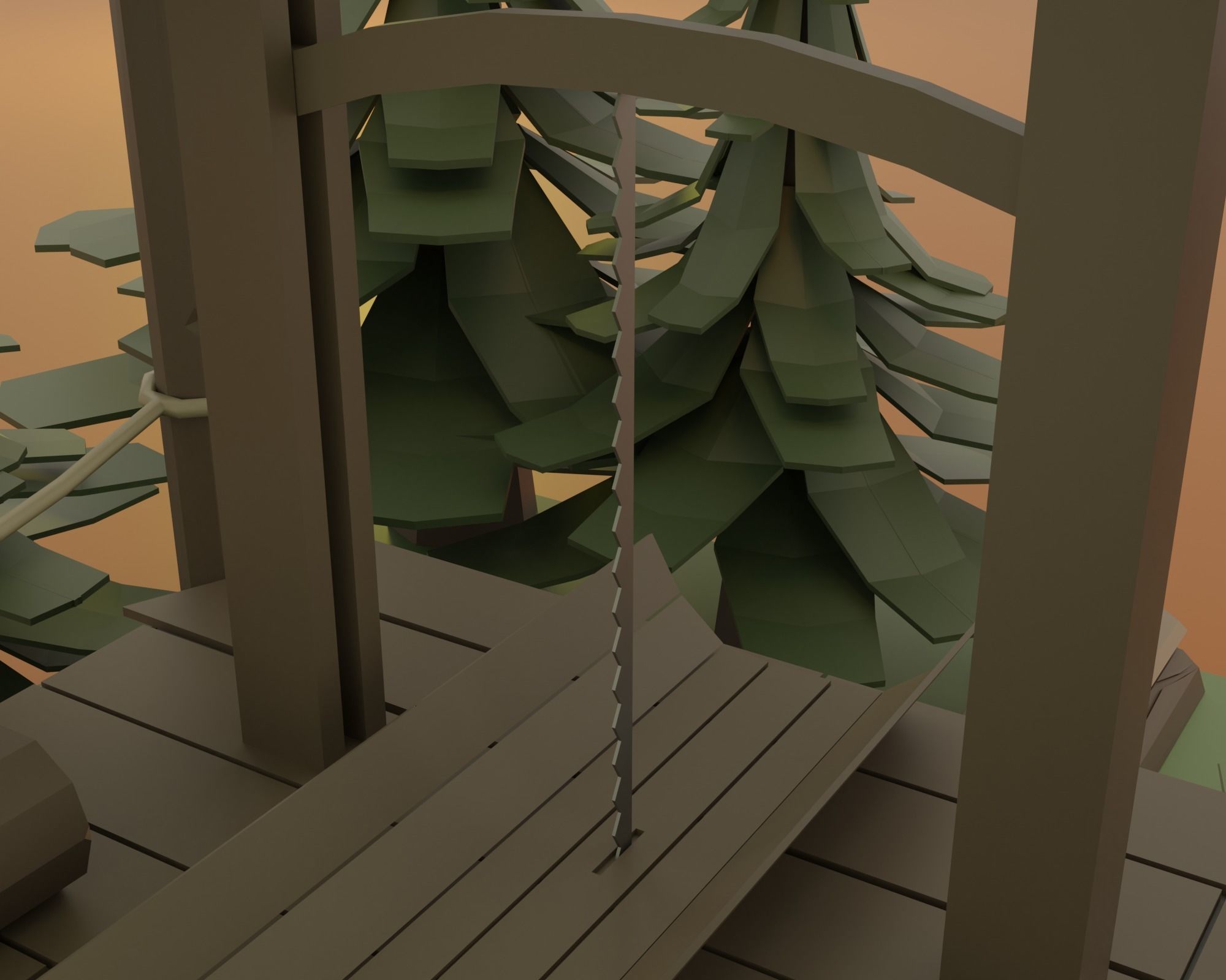 Hydraulic sawmill Low-poly 3D model_6