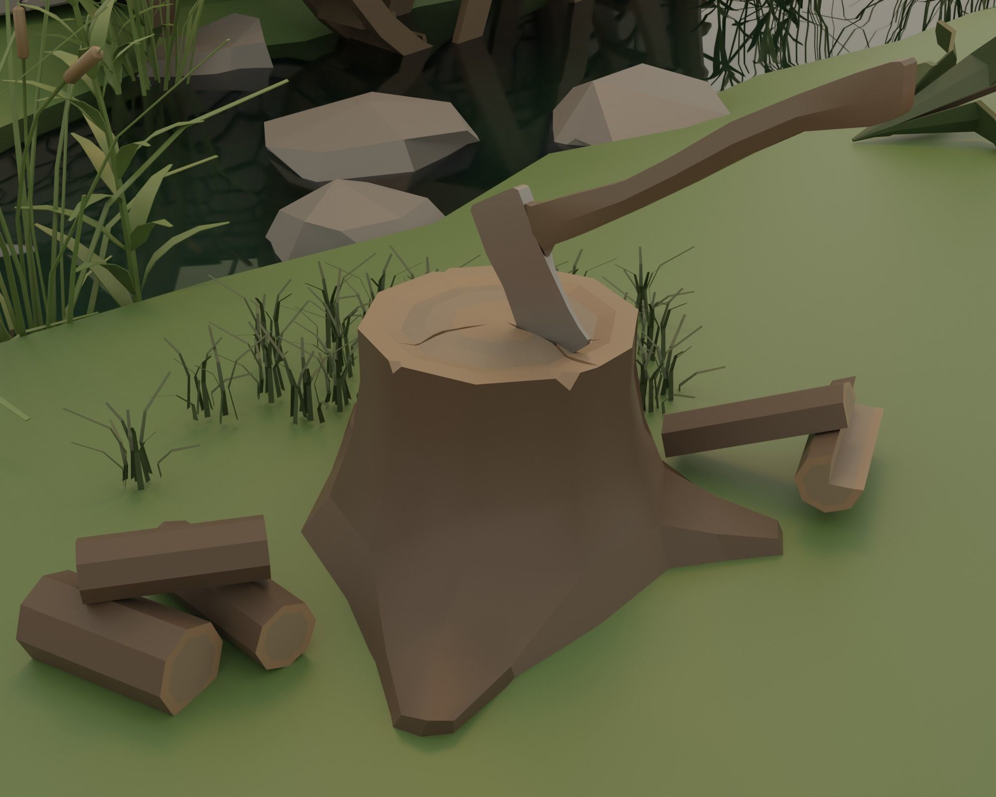 Hydraulic sawmill Low-poly 3D model_10