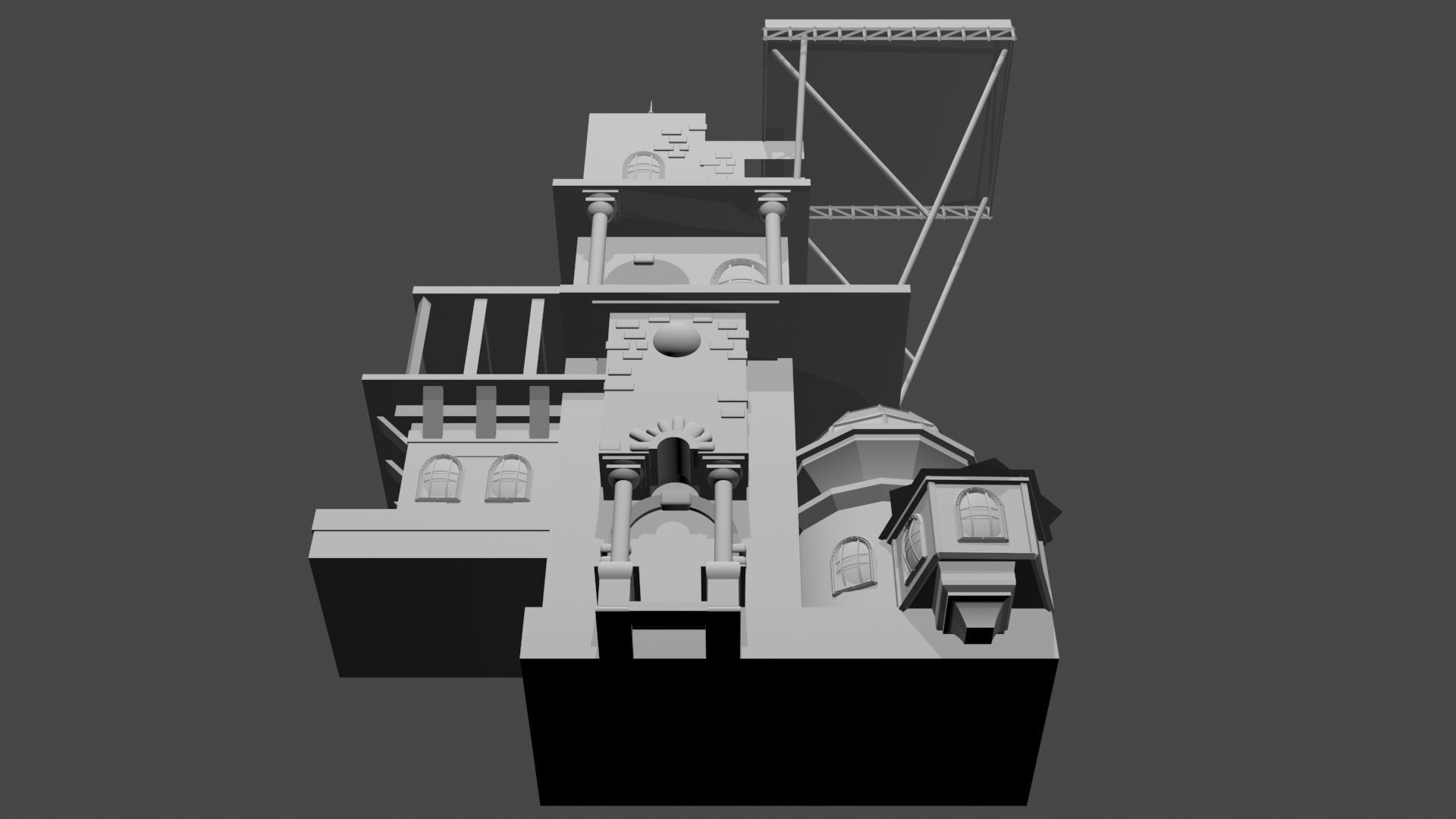 Palace building Free low-poly 3D model_3