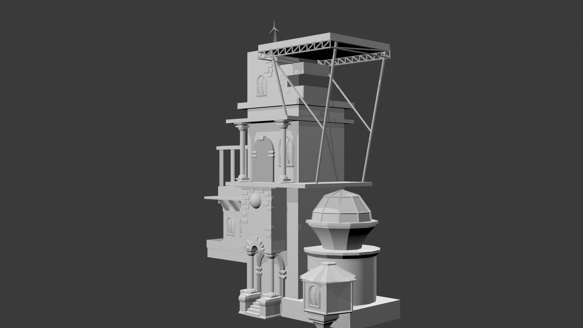Palace building Free low-poly 3D model_2