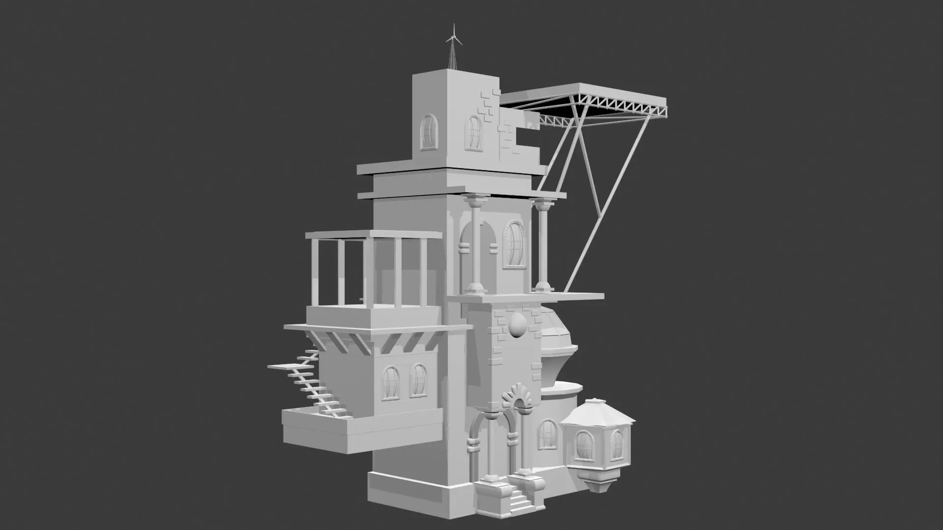 Palace building Free low-poly 3D model_0