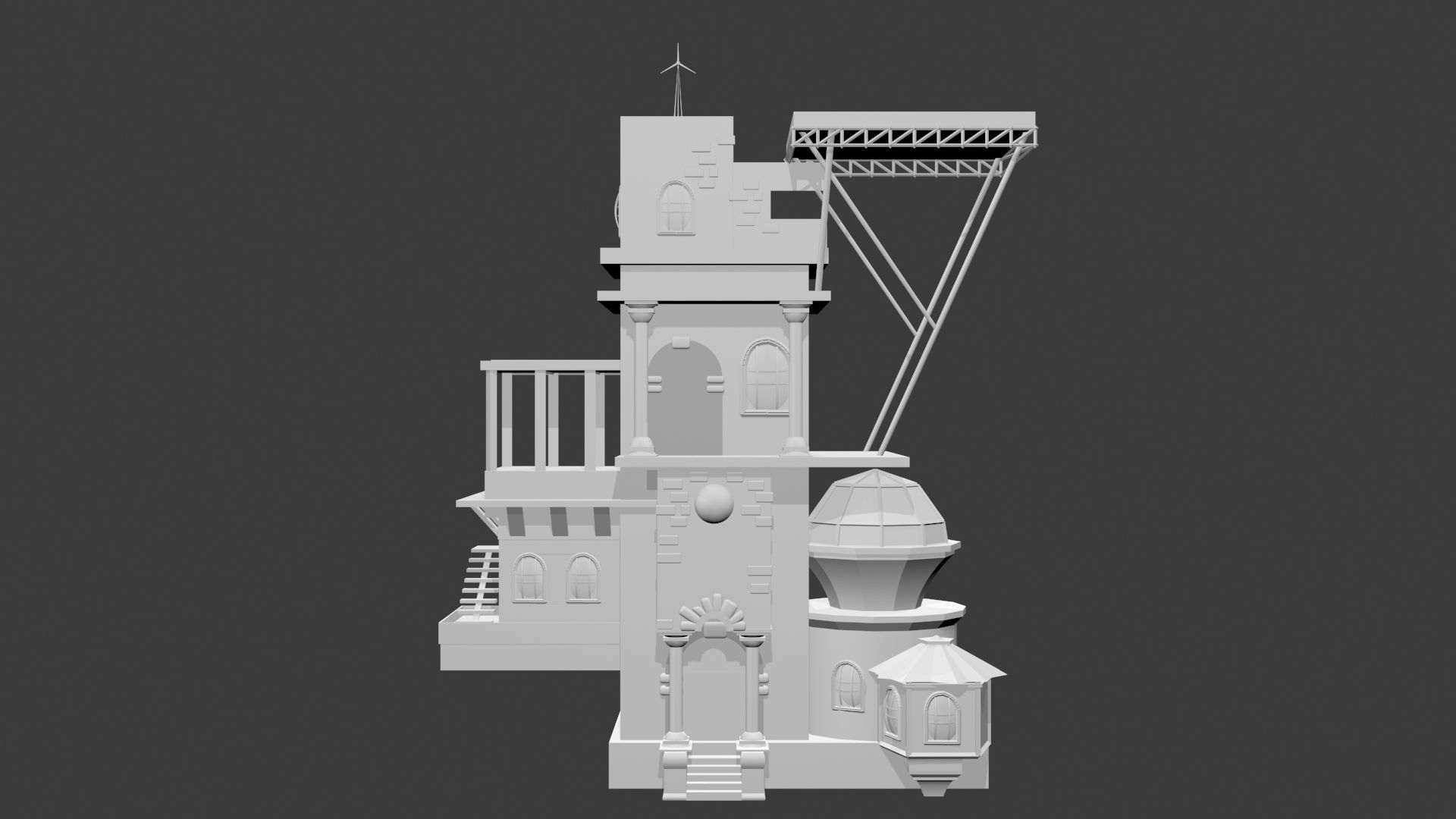 Palace building Free low-poly 3D model_1