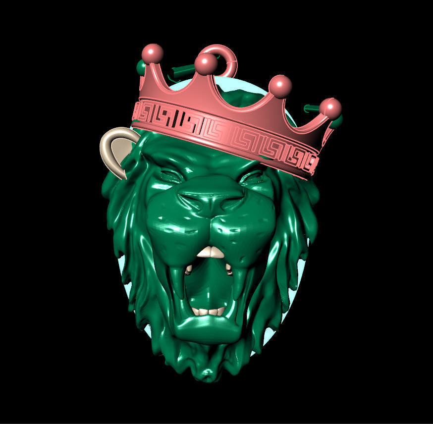 pendant lion 3D print model_5