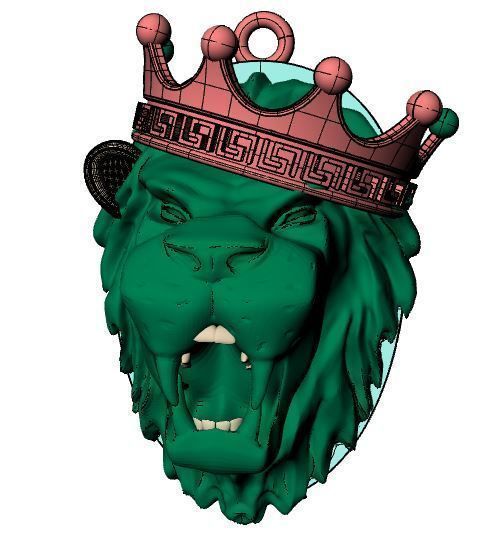 pendant lion 3D print model_1