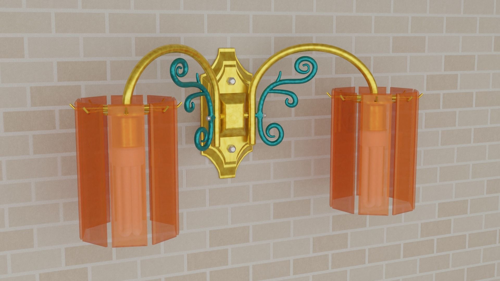Wall Lamp Low-poly 3D model_1