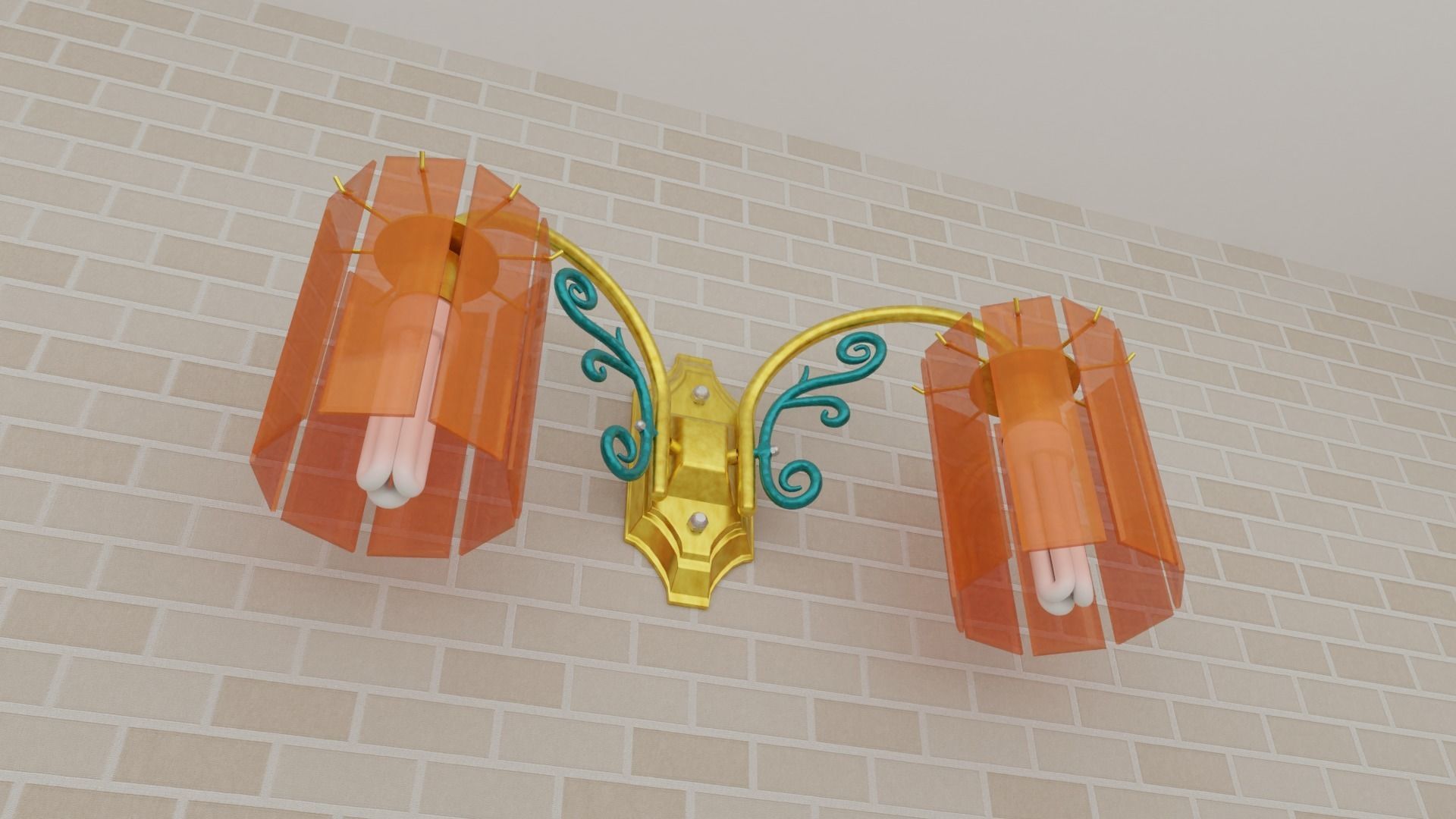 Wall Lamp Low-poly 3D model_3