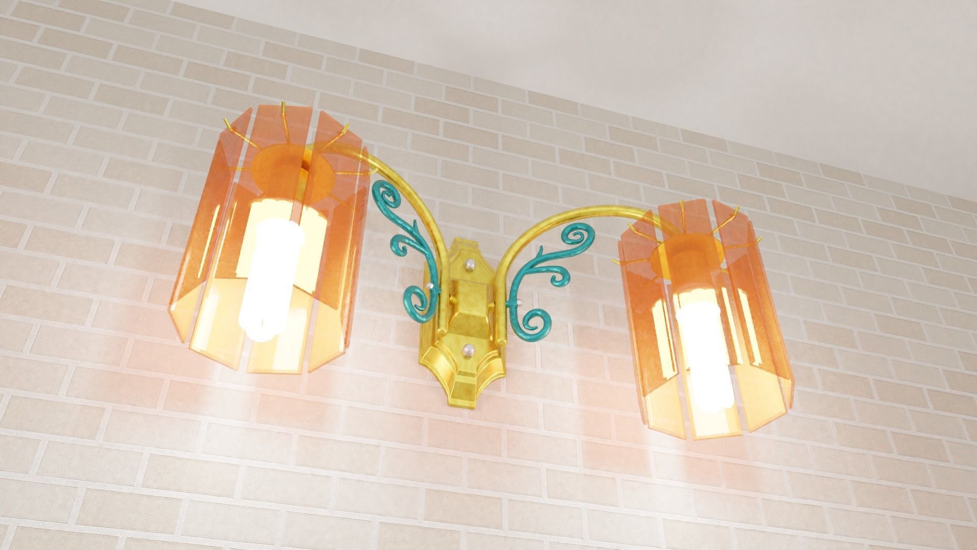 Wall Lamp Low-poly 3D model_2