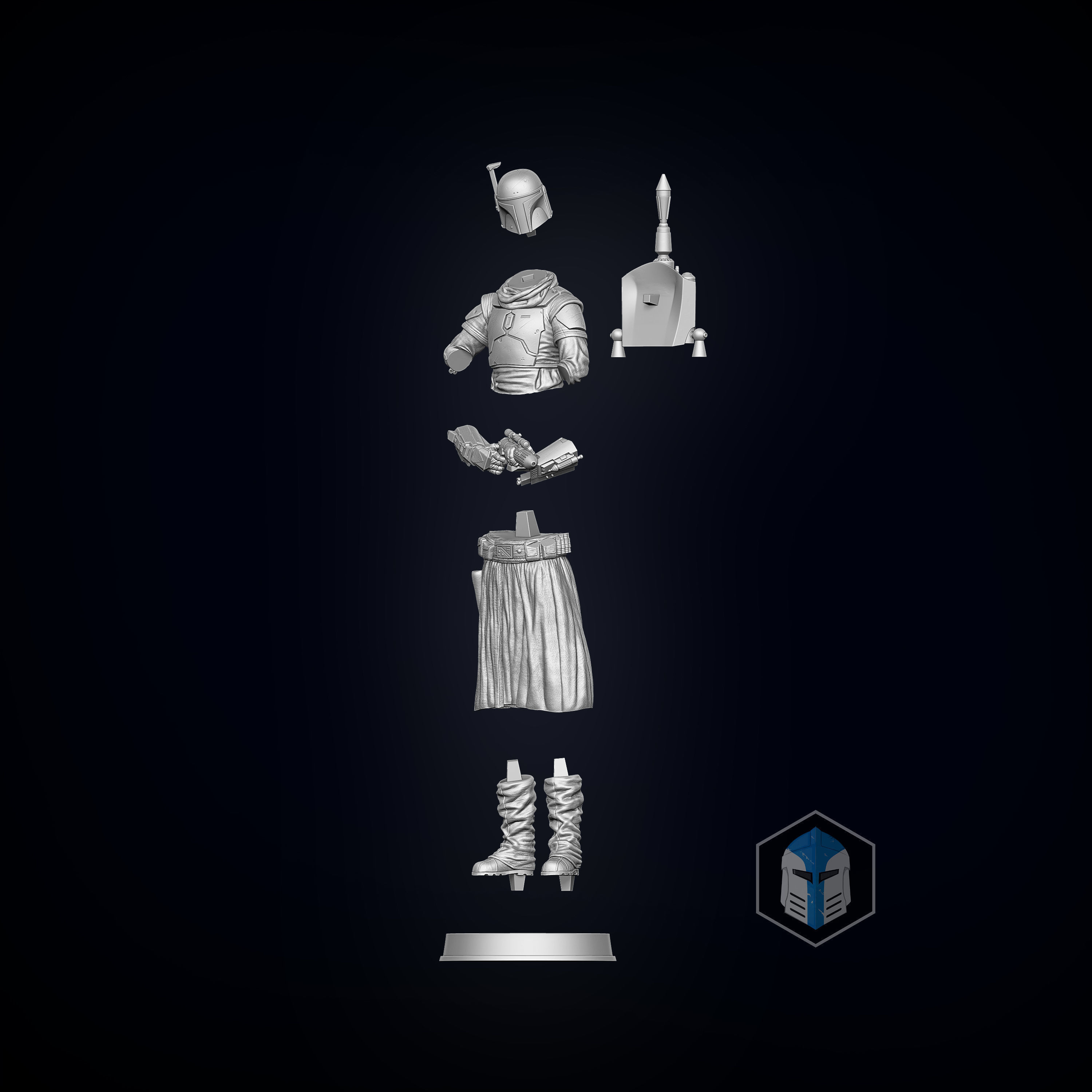 Boba Fett Figurine - Pose 1 3D print model_4