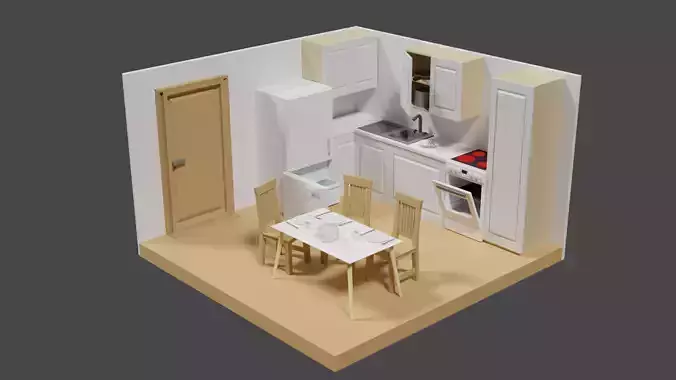 Lowpoly Kitchen Comic Style