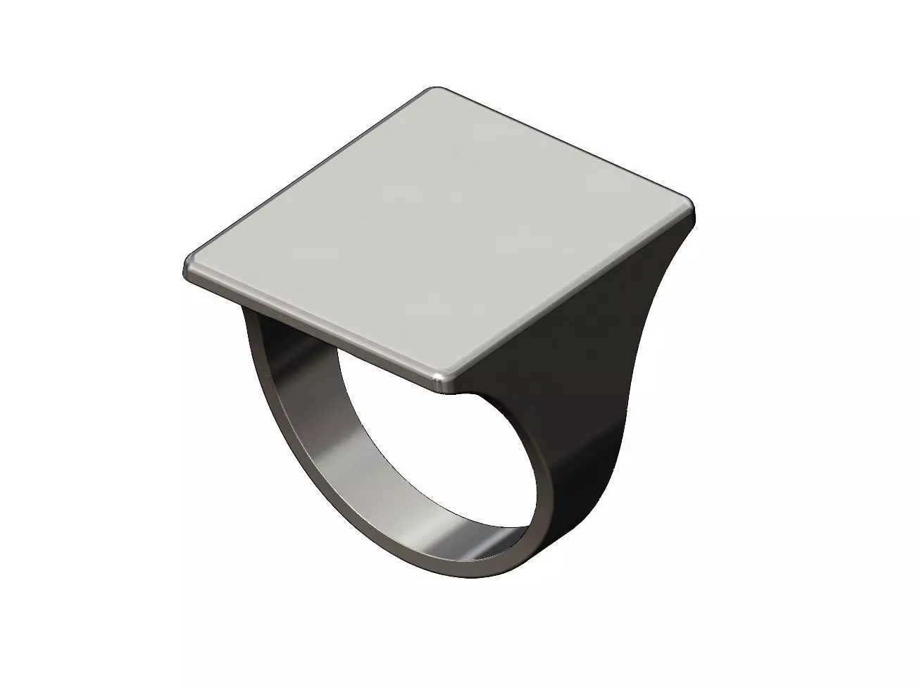Large basic flat top rectangular signet ring 3D print model