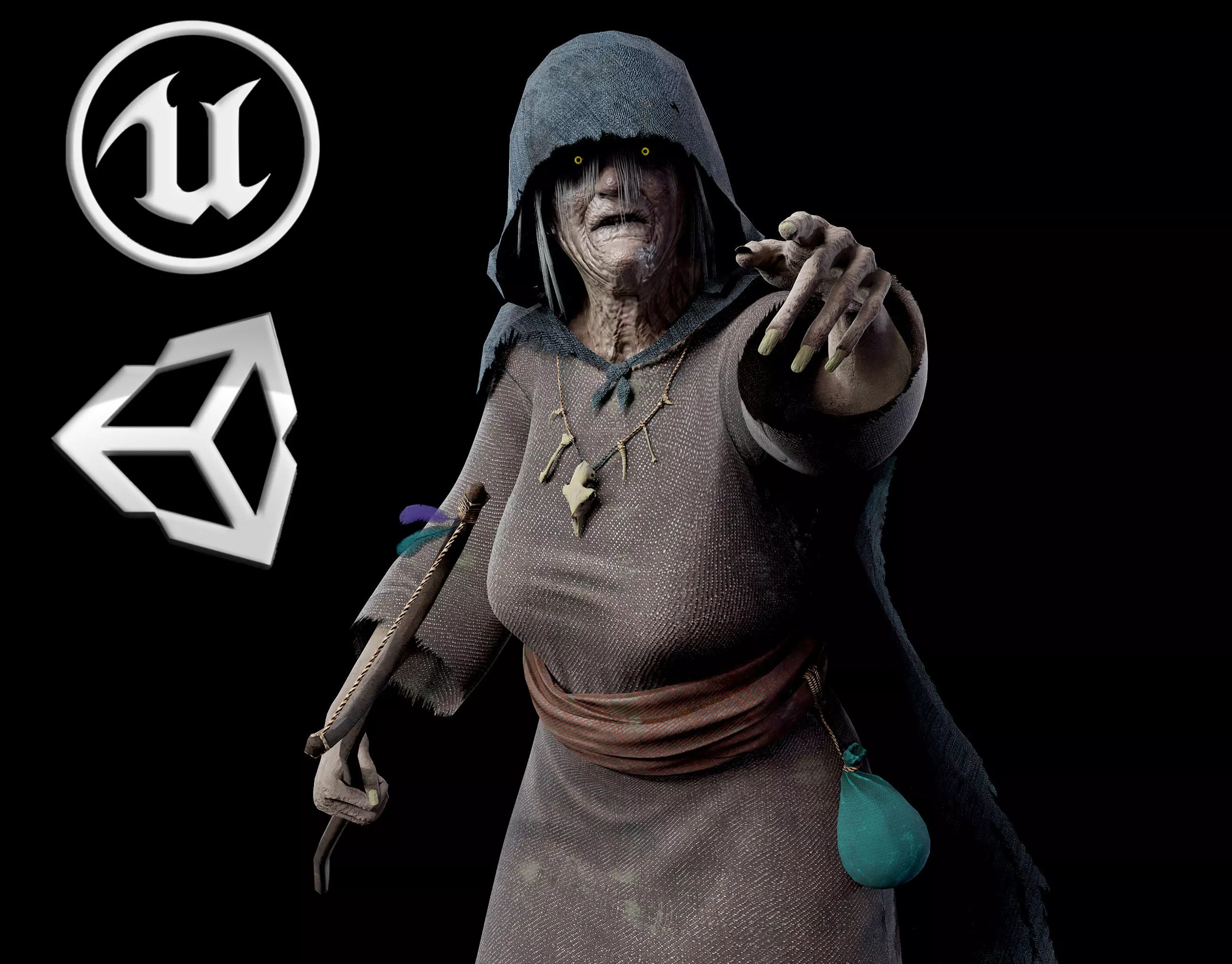 Witch Low-poly 3D model_0