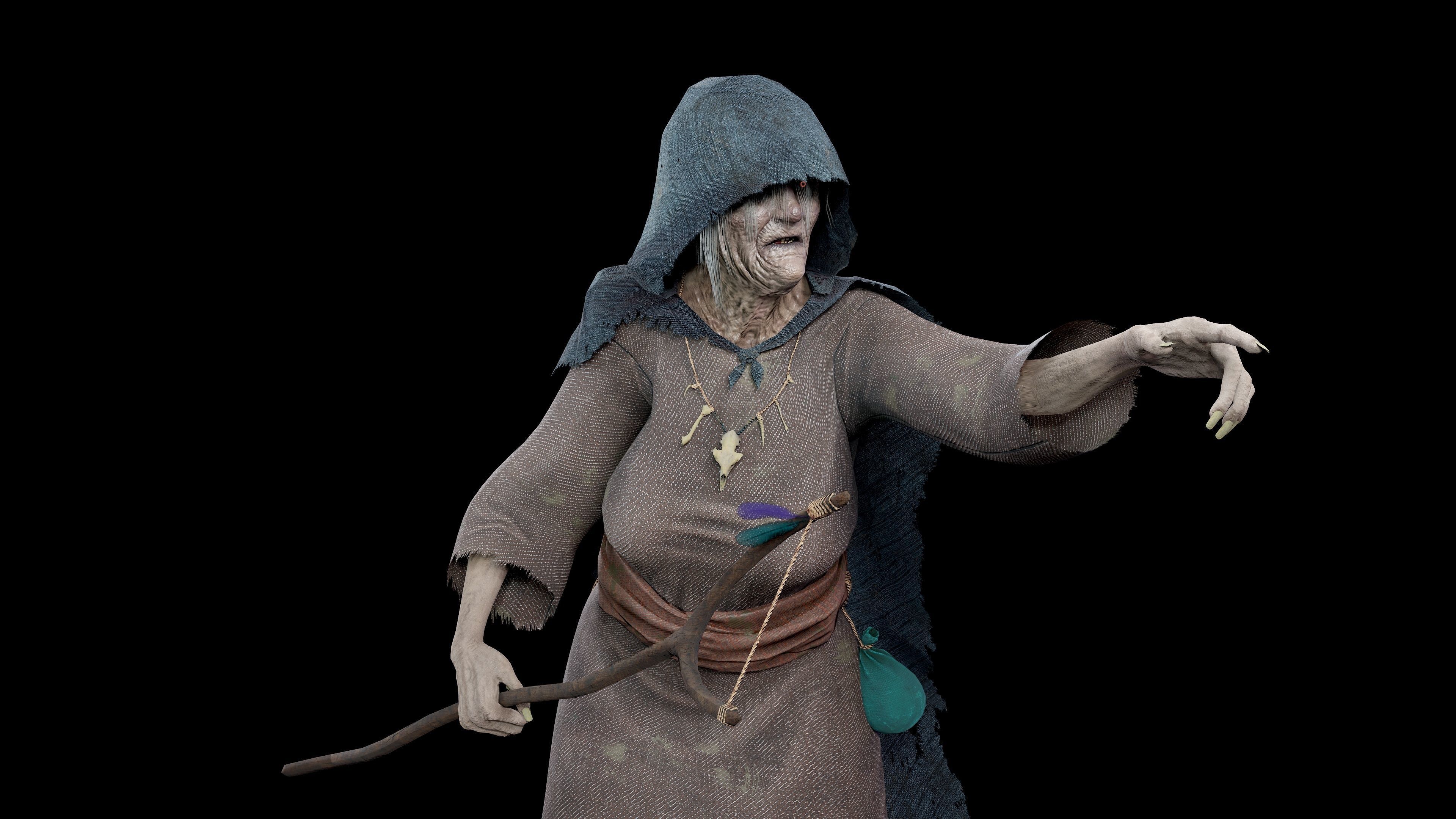 Witch Low-poly 3D model_4