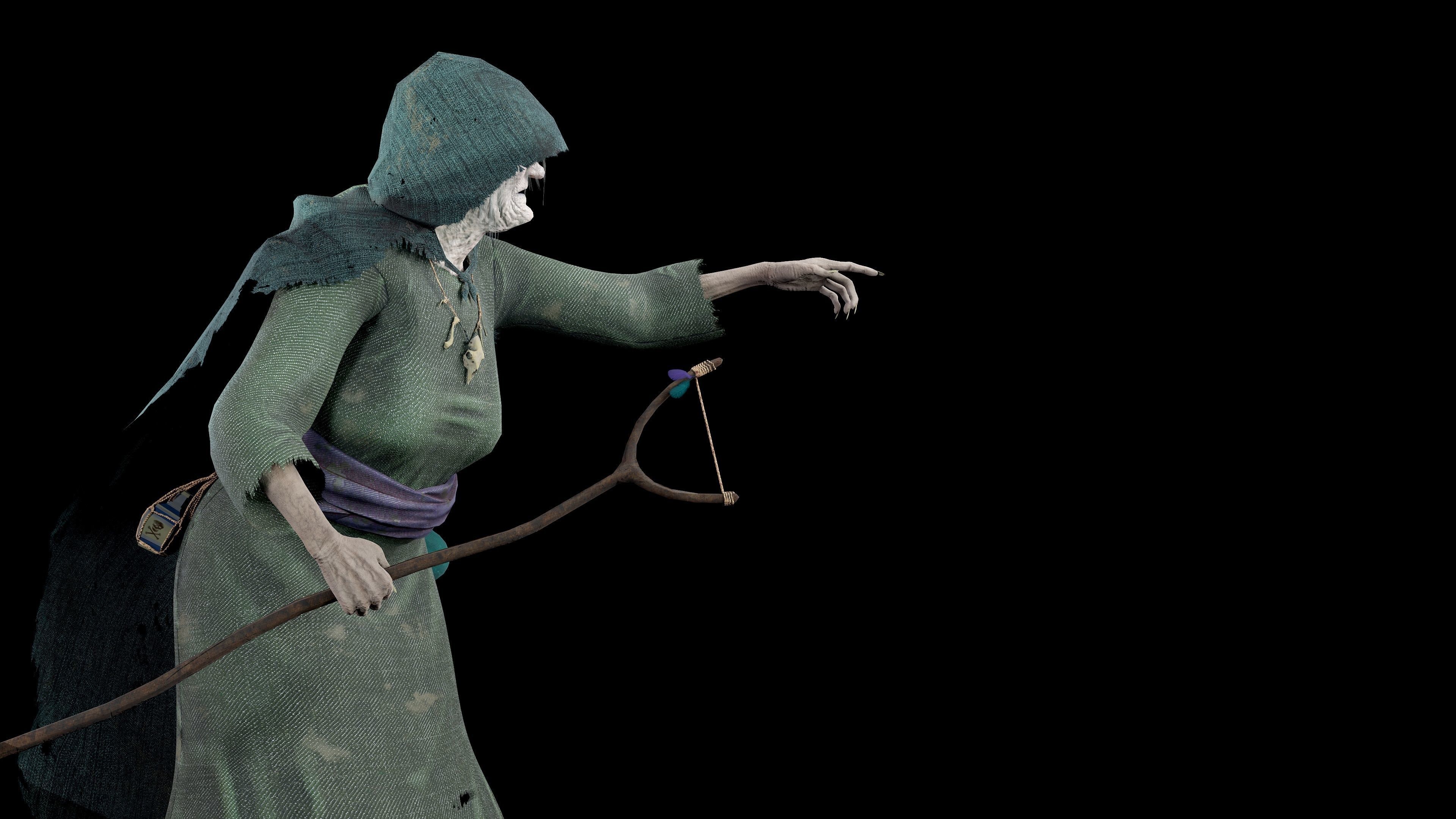 Witch Low-poly 3D model_10