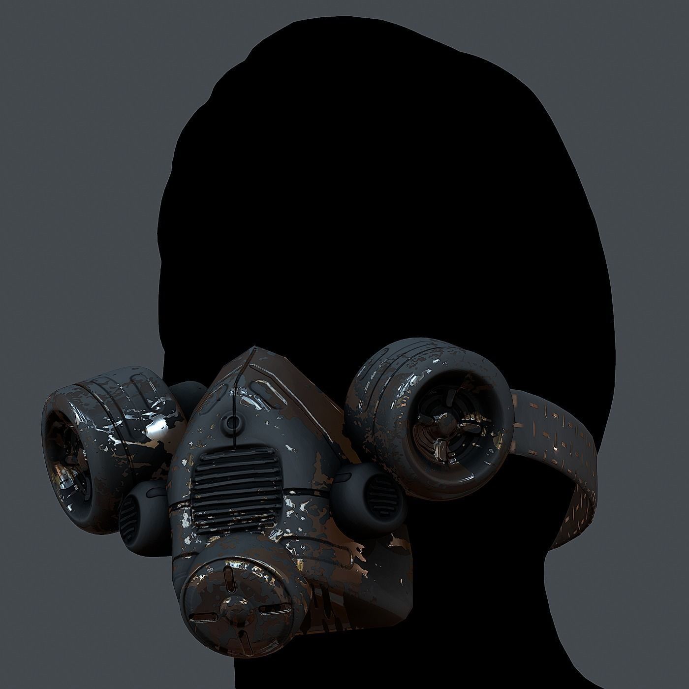 Gas mask helmet 3d model scifi Low-poly Low-poly 3D model Low-poly 3D model_2